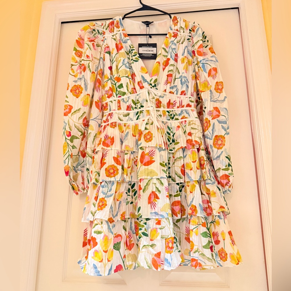NWT- JESSIE ZHAO NEW YORK Flower Land Cotton Viscose Voile Mini Dress size 10 - Picture 4 of 10